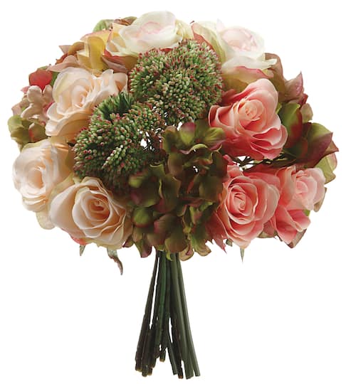 Pink &#x26; Green Hydrangea, Rose &#x26; Sedum Bouquet